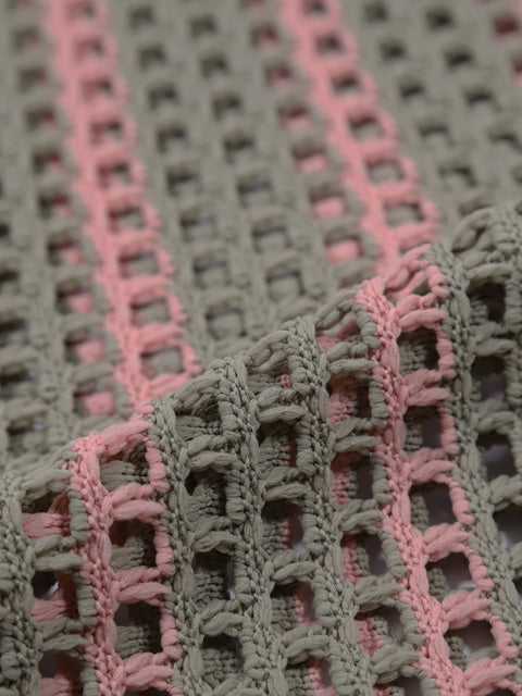 Mesh Stripe Knit Shirt / Beige