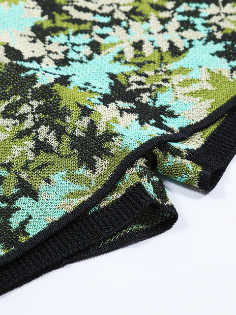 Floral Leaf Knit Skort / Green