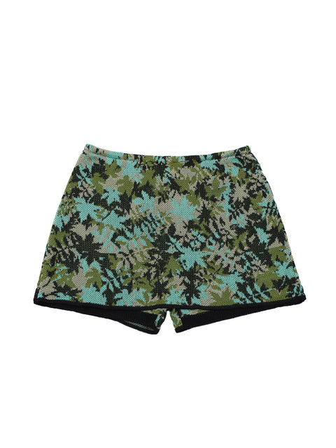 Floral Leaf Knit Skort / Green