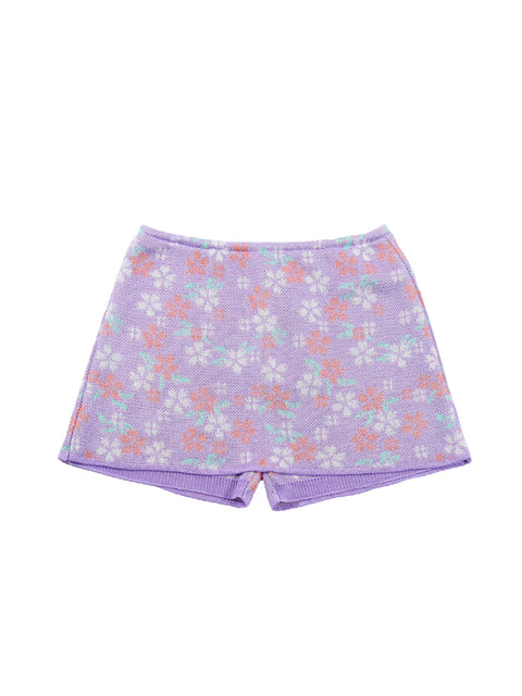 Floral Leaf Knit Skort / Pink