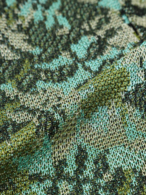Floral Leaf Knit Cardigan / Green