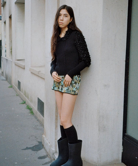 Floral Leaf Knit Skort / Green