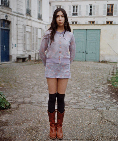 Floral Leaf Knit Skort / Pink