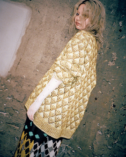 Scale Pattern Sweater/ Yellow