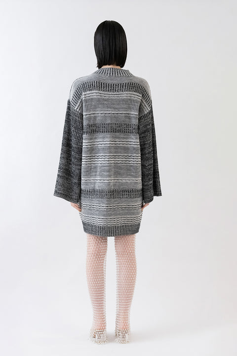 Multi Border Knit Dress / Black