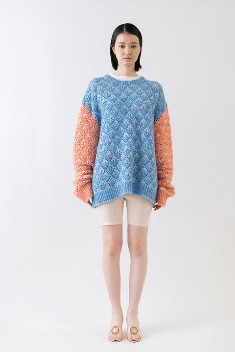 Scale Pattern Sweater/ Blue