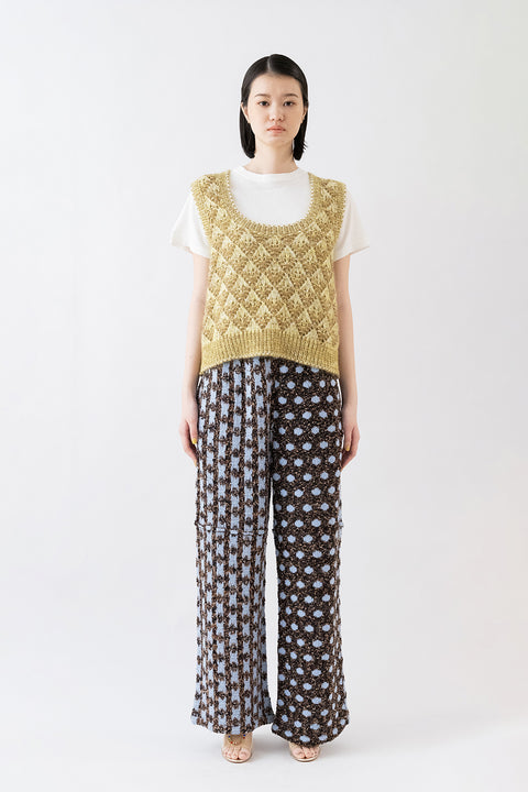 Scale Pattern Knit Vest/ Yellow