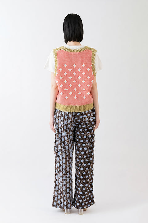 Scale Pattern Knit Vest/ Yellow