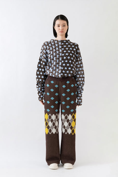 Marquetry Knit Pants / Brown