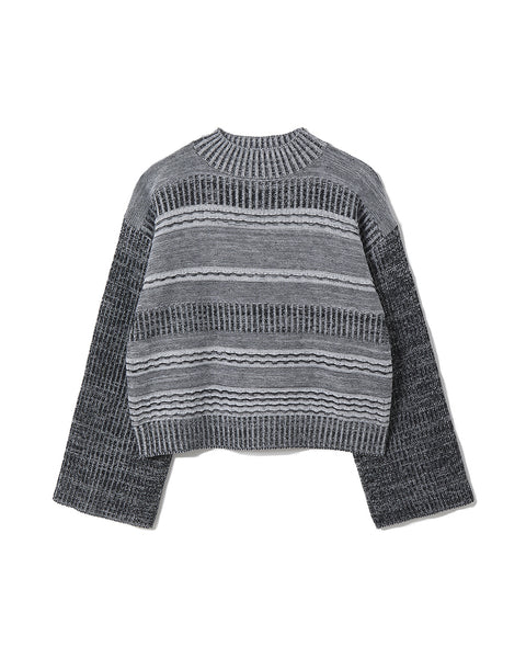 Multi Border Crew Neck Knit / Black