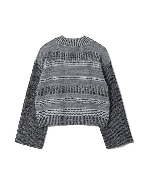 Multi Border Crew Neck Knit / Black