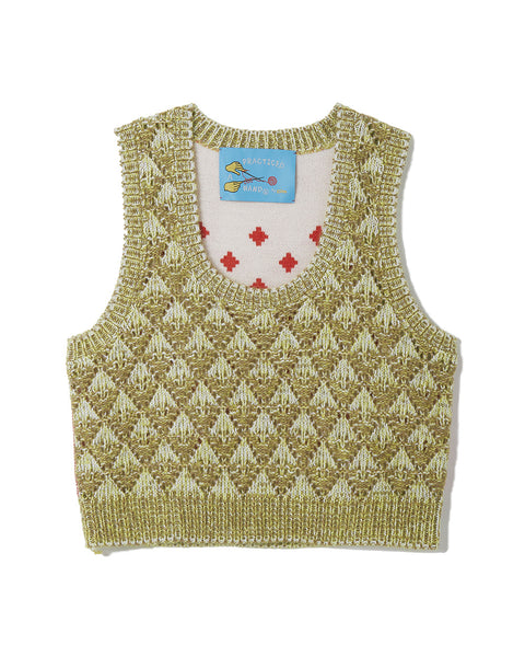 Scale Pattern Knit Vest/ Yellow