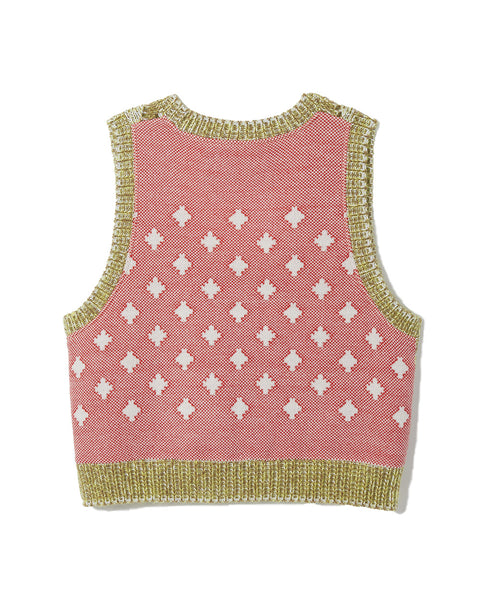 Scale Pattern Knit Vest/ Yellow